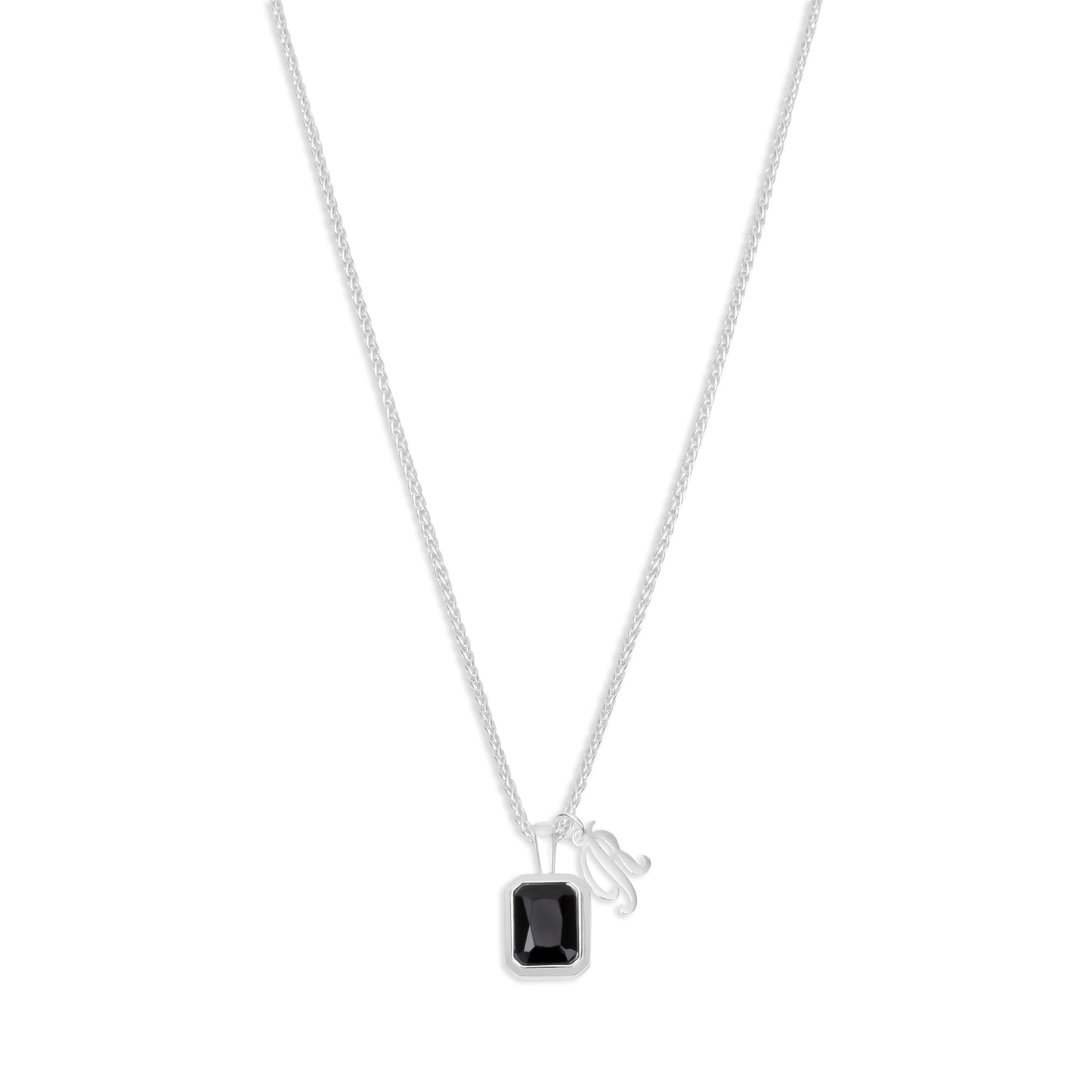 The Onyx Initial Gemstone Necklace