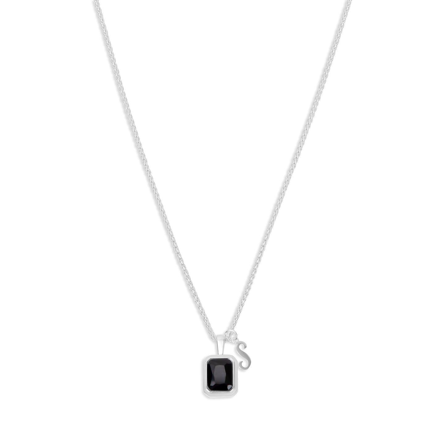 The Onyx Initial Gemstone Necklace