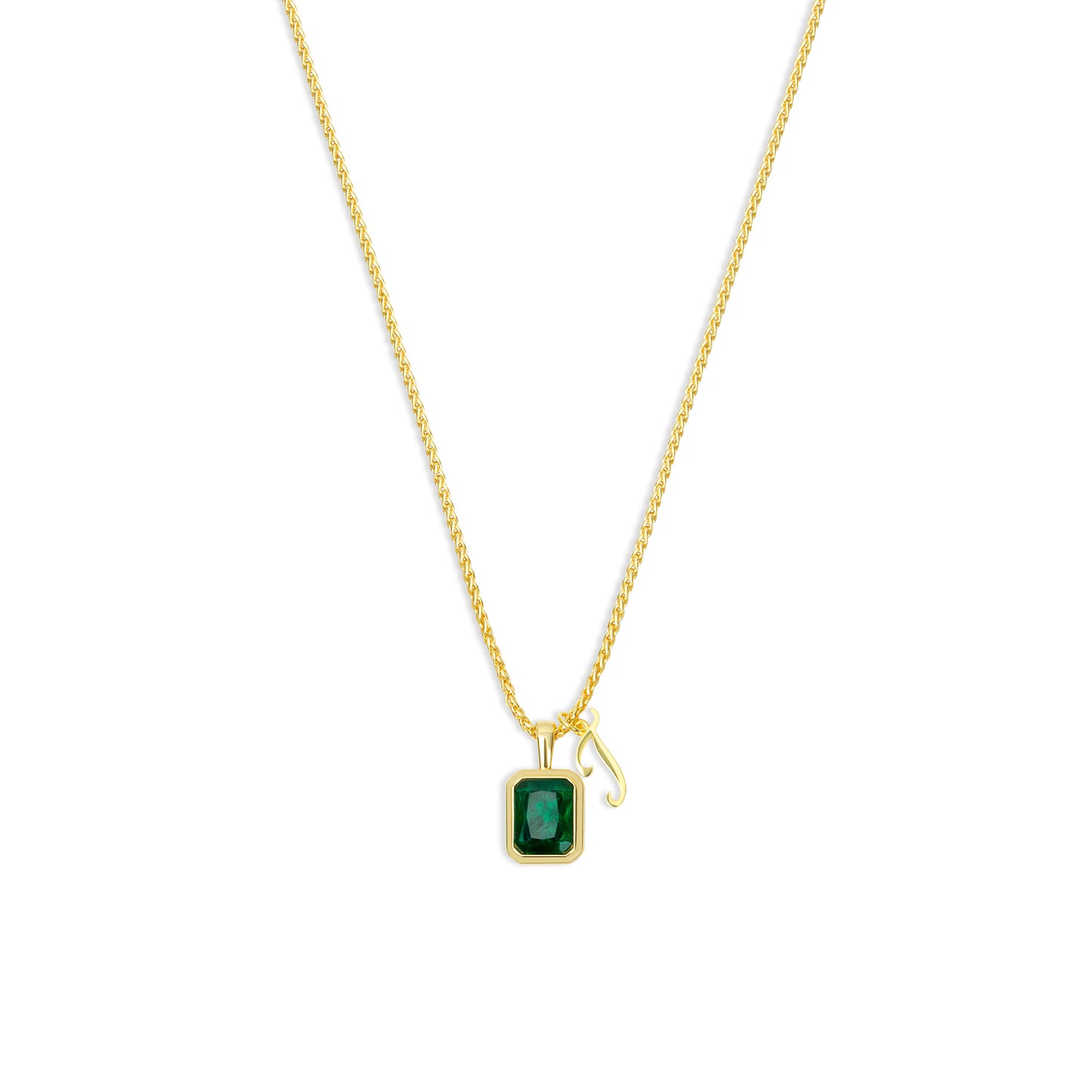 The Emerald Initial Gemstone Necklace
