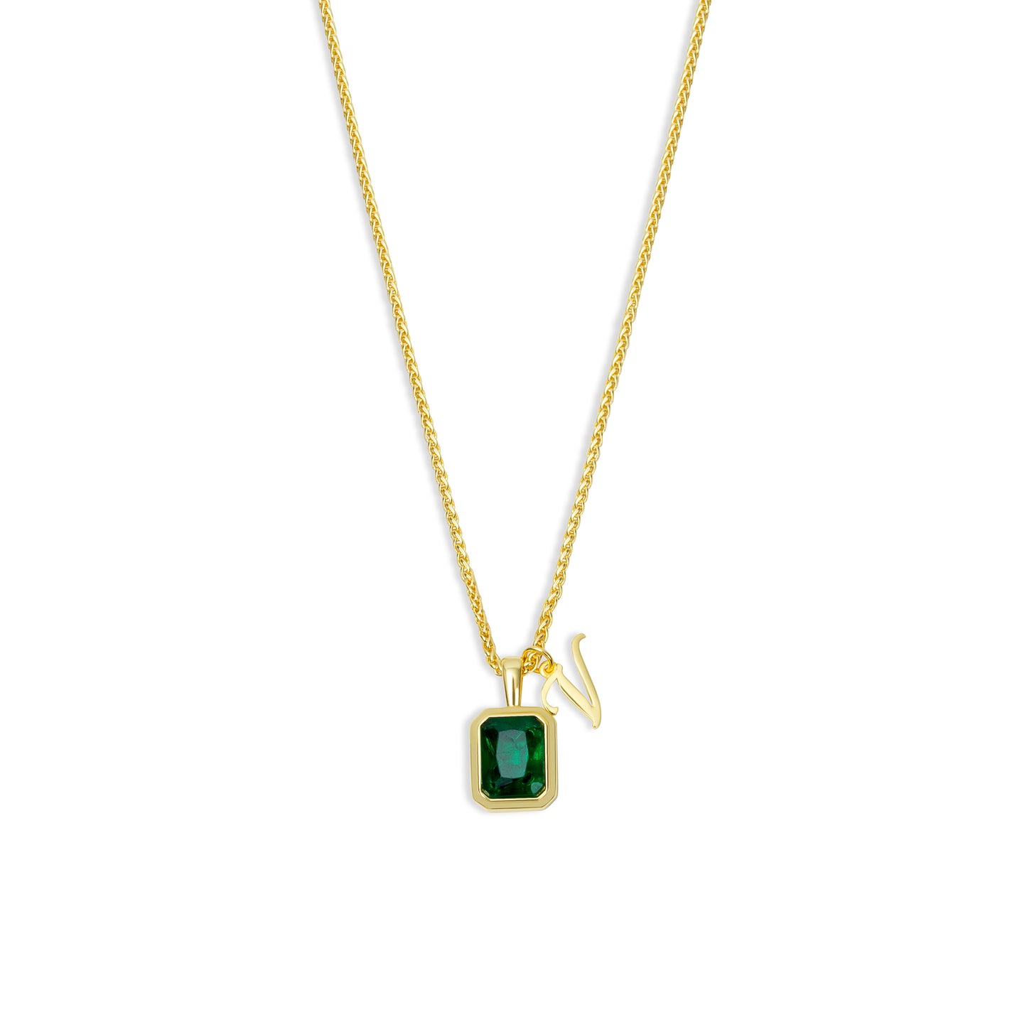 The Emerald Initial Gemstone Necklace