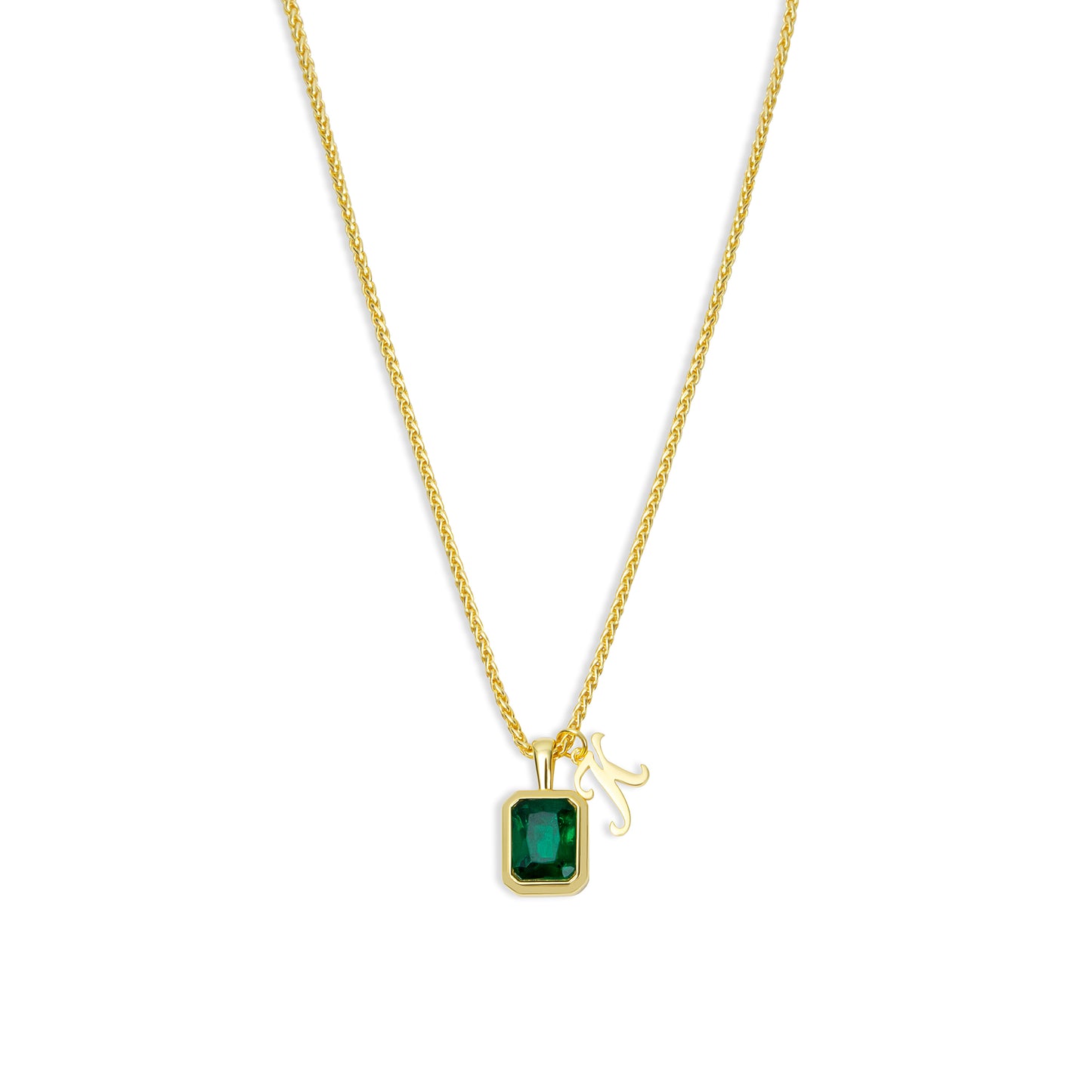 The Emerald Initial Gemstone Necklace