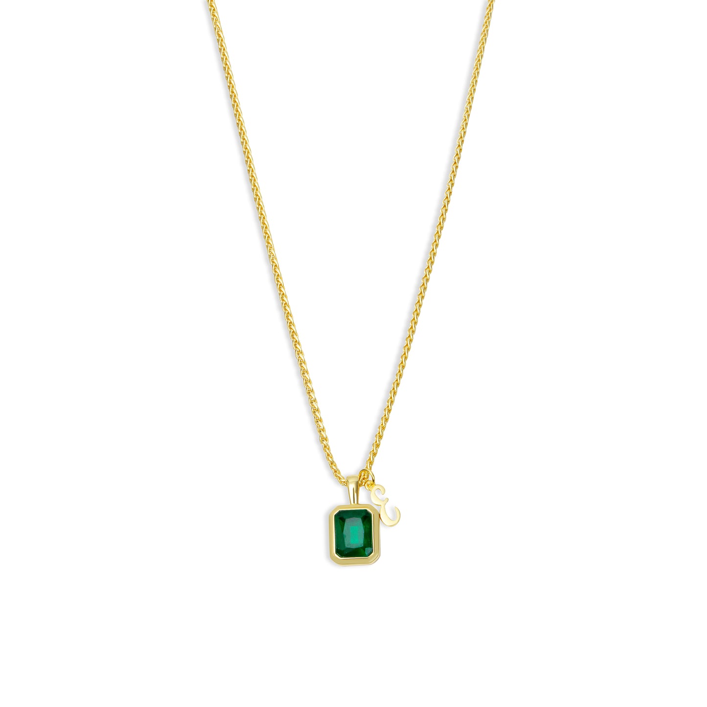 The Emerald Initial Gemstone Necklace