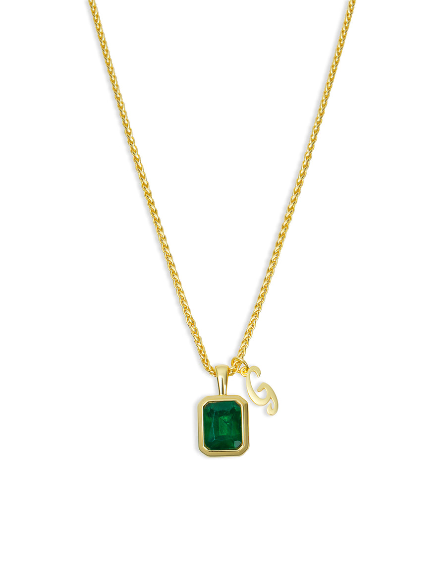The Emerald Initial Gemstone Necklace