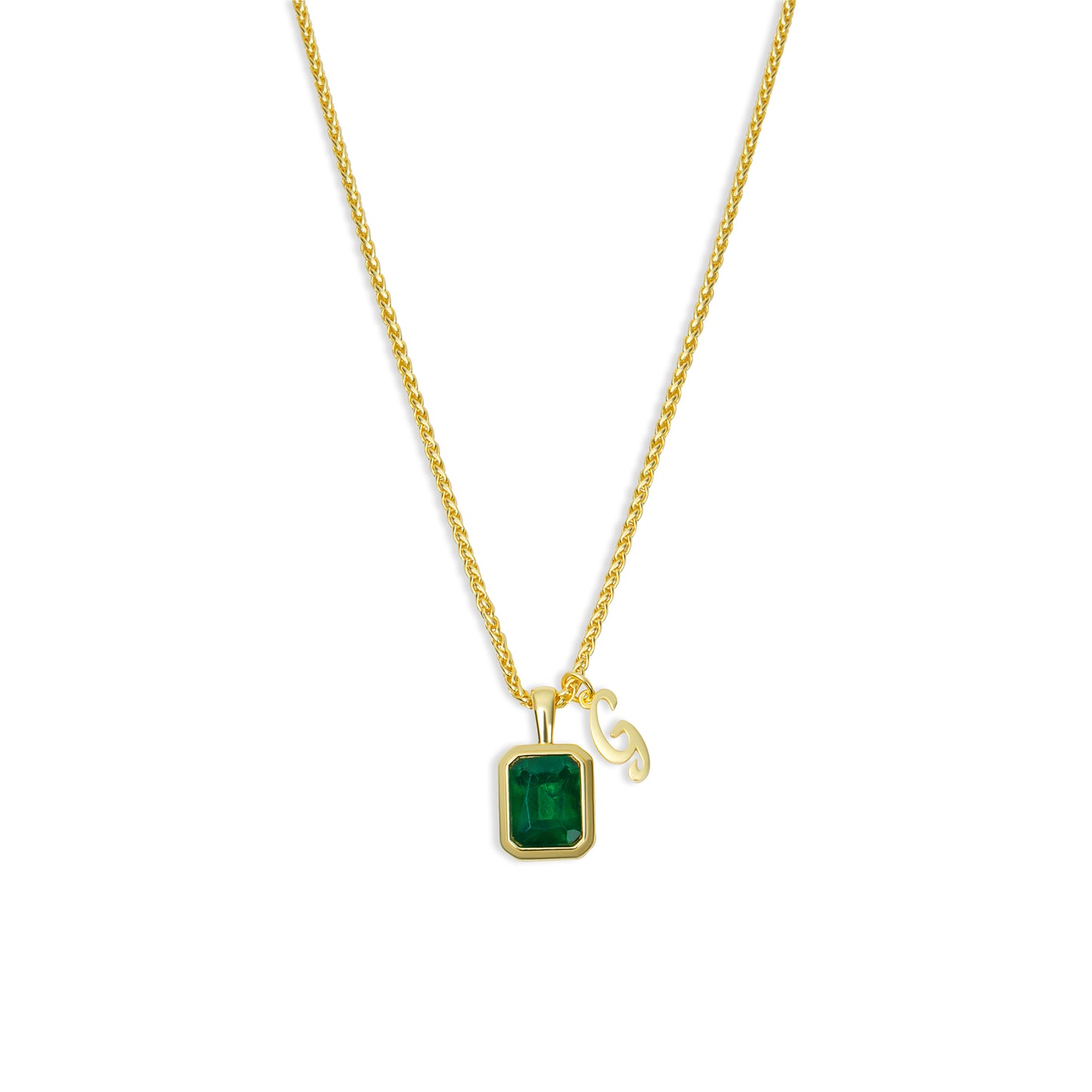 The Emerald Initial Gemstone Necklace