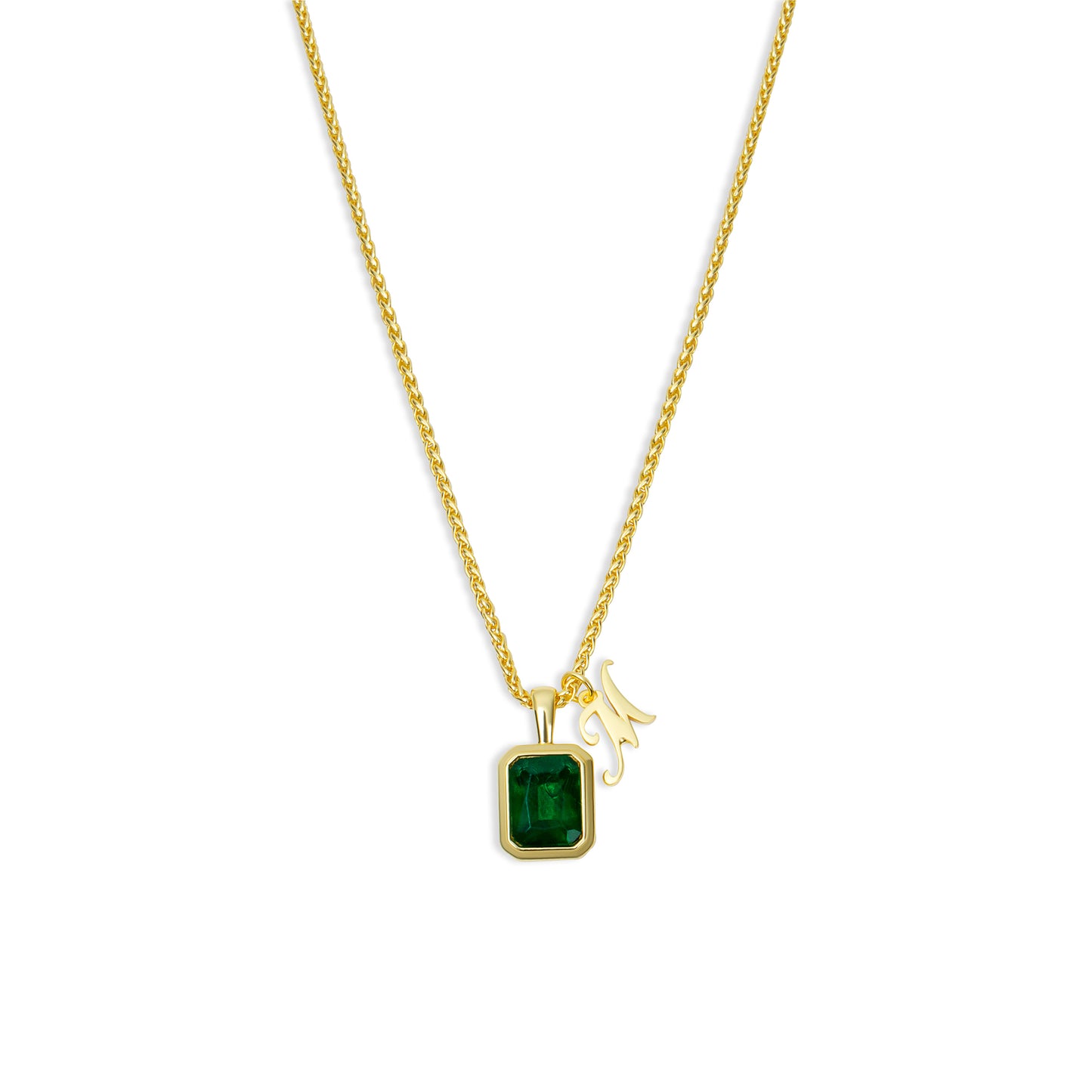 The Emerald Initial Gemstone Necklace
