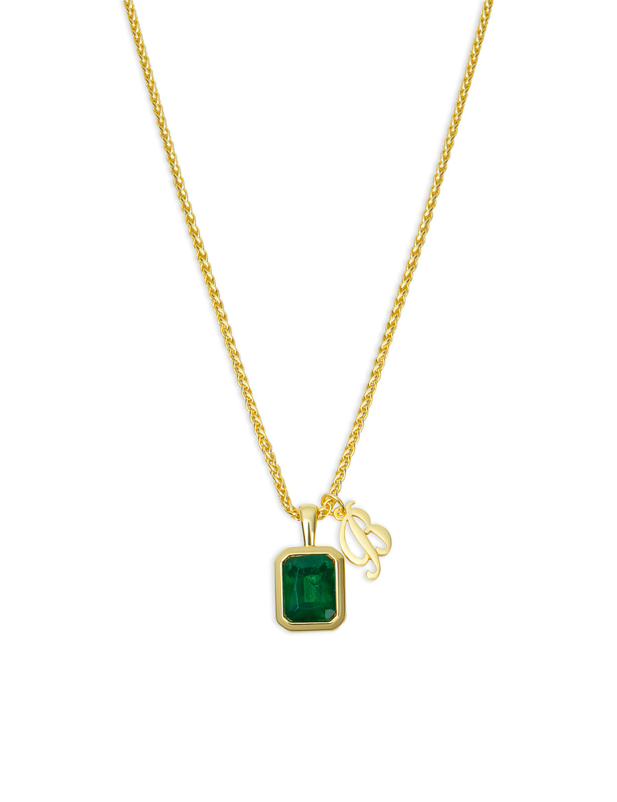 The Emerald Initial Gemstone Necklace