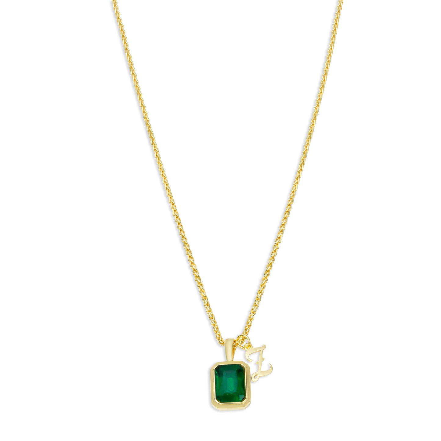 The Emerald Initial Gemstone Necklace
