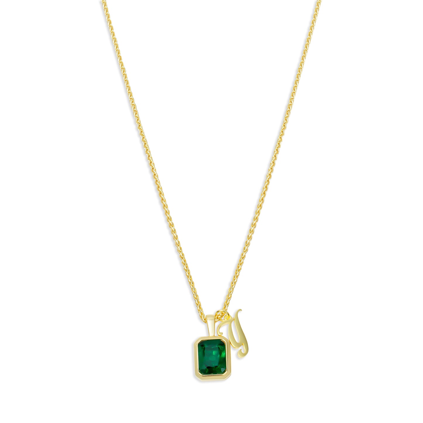 The Emerald Initial Gemstone Necklace