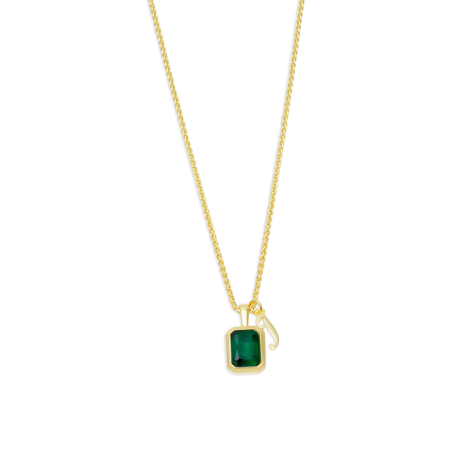 The Emerald Initial Gemstone Necklace