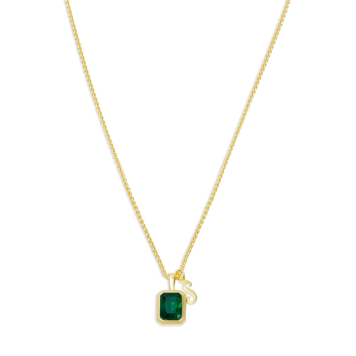 The Emerald Initial Gemstone Necklace