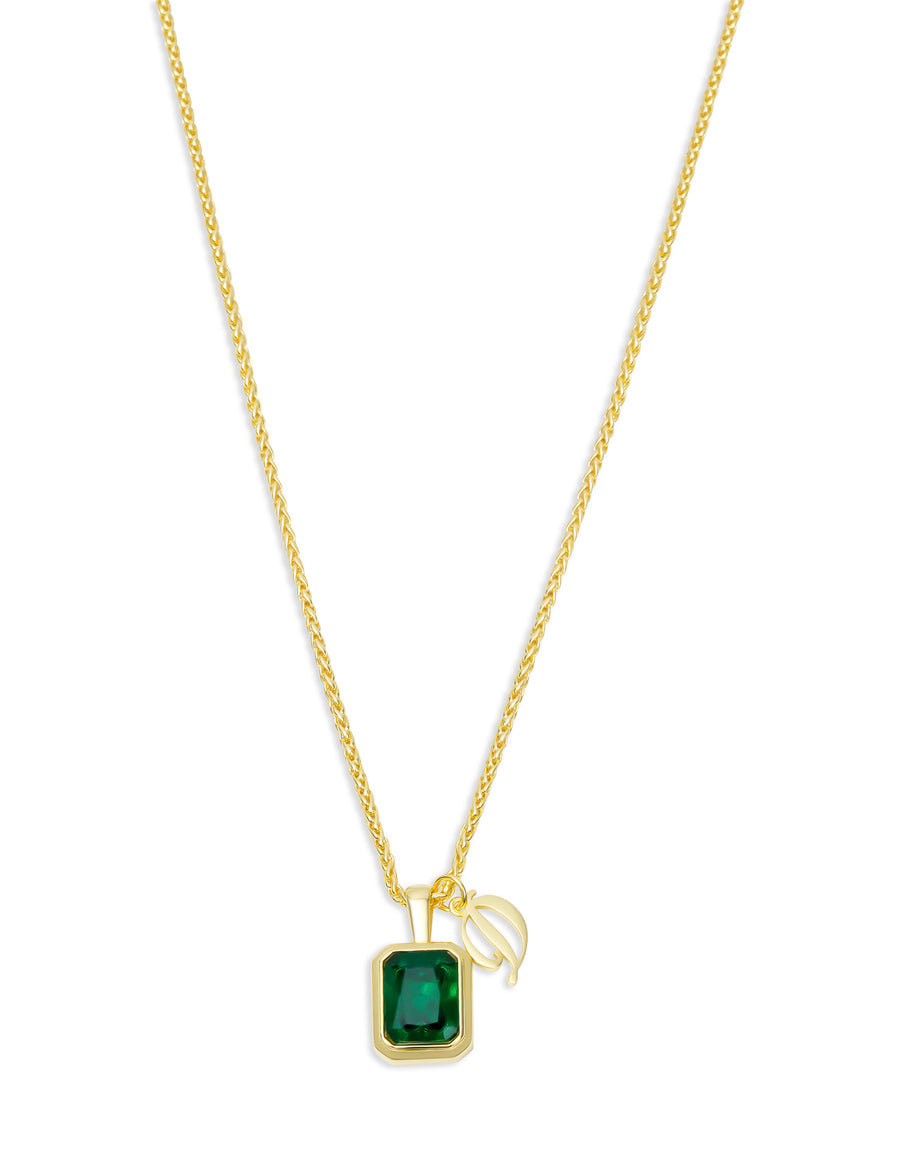 The Emerald Initial Gemstone Necklace