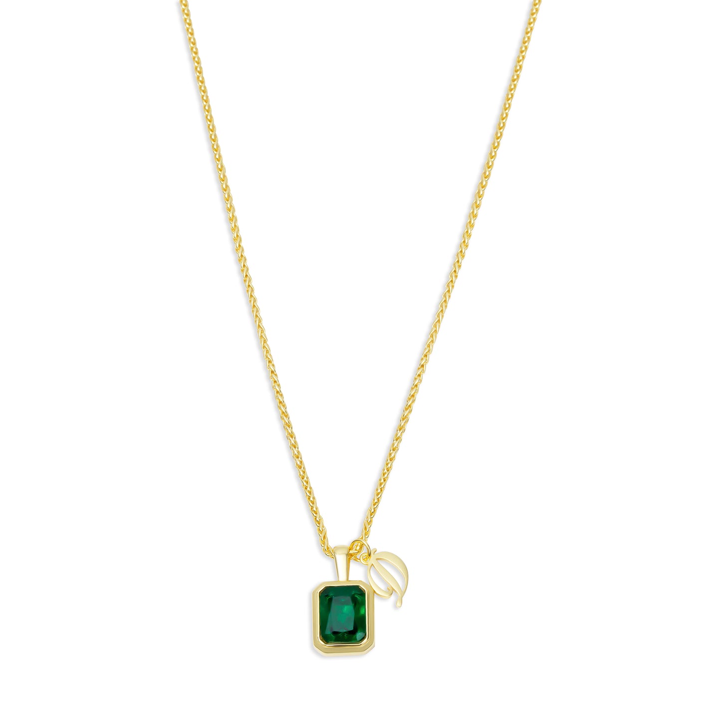 The Emerald Initial Gemstone Necklace