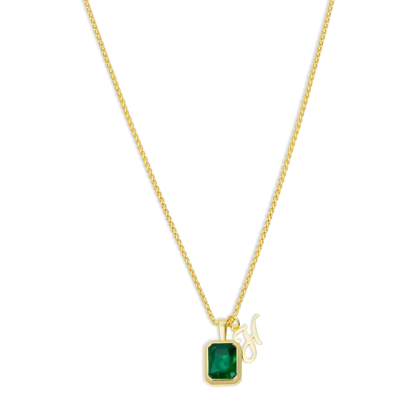 The Emerald Initial Gemstone Necklace