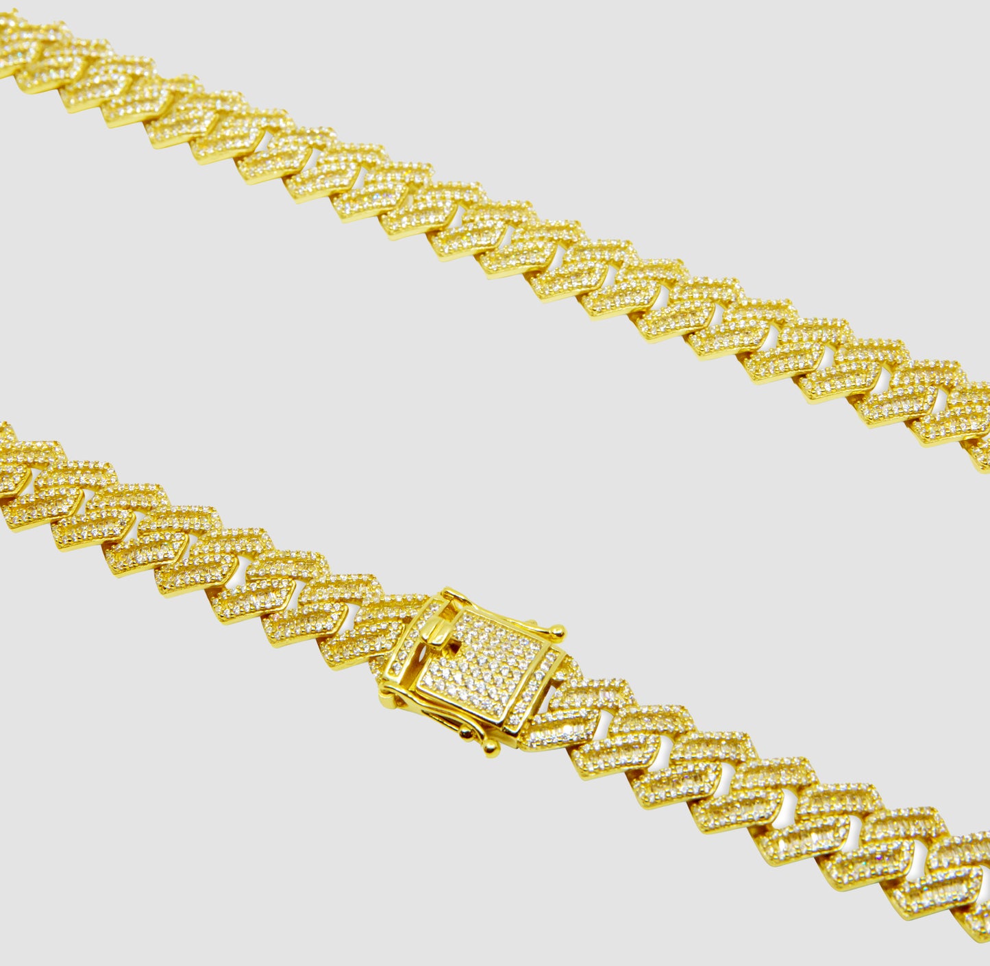 Iced Out Baguette Rhombus Miami Cuban Link Chain - 10mm