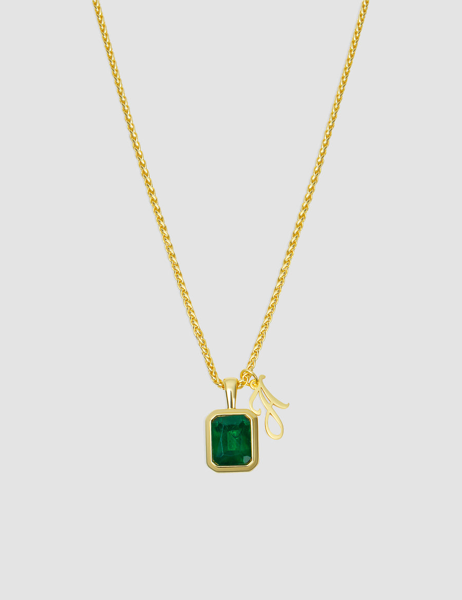 The Emerald Initial Gemstone Necklace