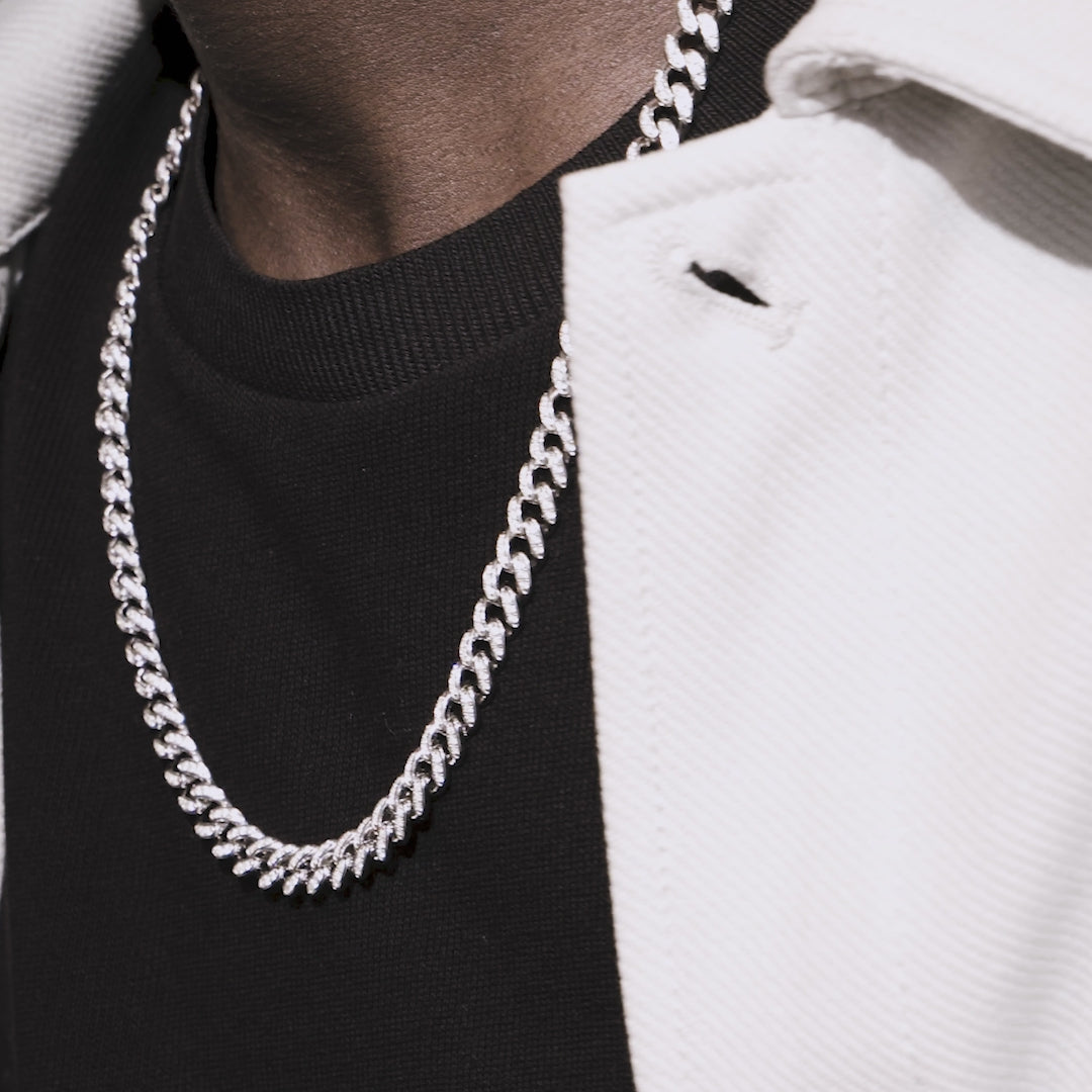 Sterling Silver Iced Out Cuban Link Chain - 8mm