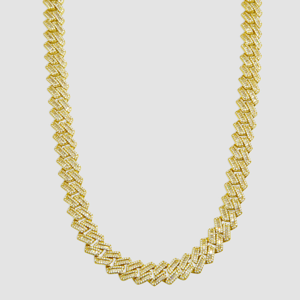 Iced Out Baguette Rhombus Miami Cuban Link Chain - 10mm