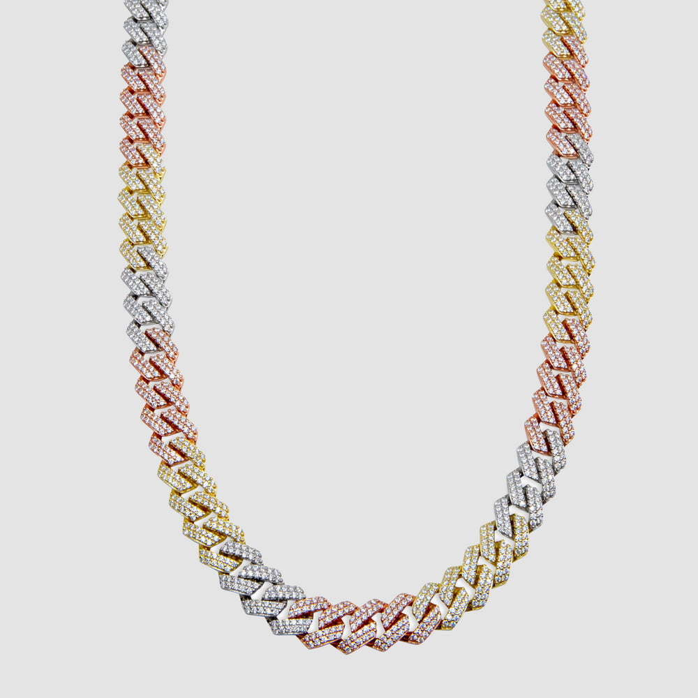 Multicolor Iced Out Rhombus Cuban Link Chain - 10mm