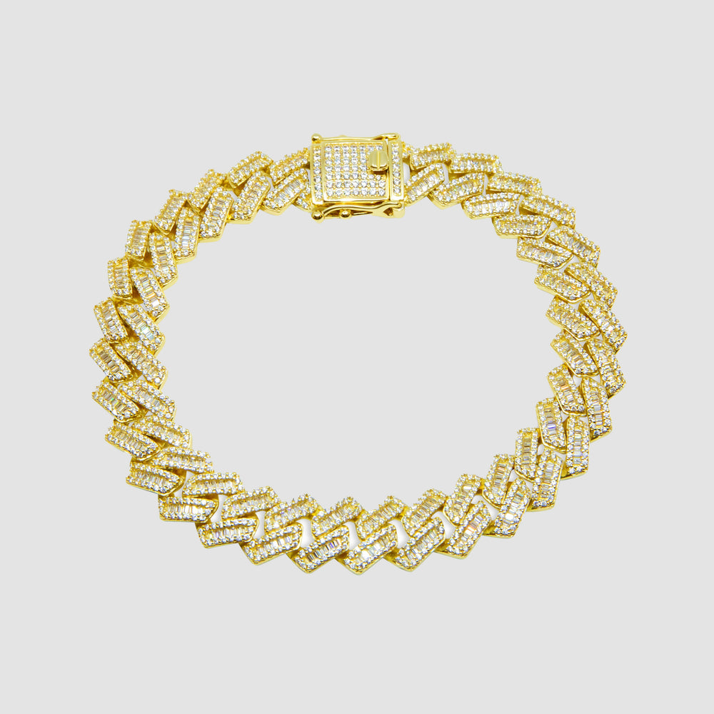 Iced Out Baguette Rhombus Miami Cuban Link Bracelet - 10mm