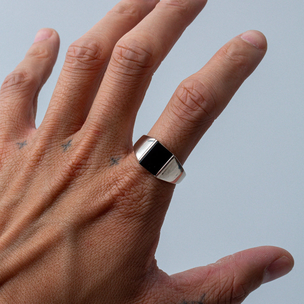 
                      
                        Sterling Silver Onyx Signet Ring
                      
                    