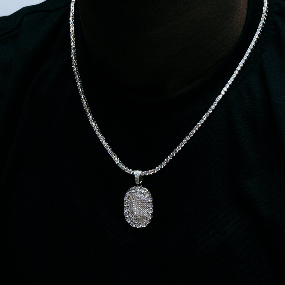 
                      
                        Sterling Silver Iced Out Frame Pendant
                      
                    