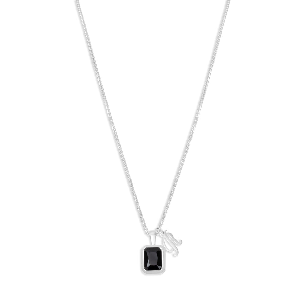 
                      
                        The Onyx Initial Gemstone Necklace
                      
                    