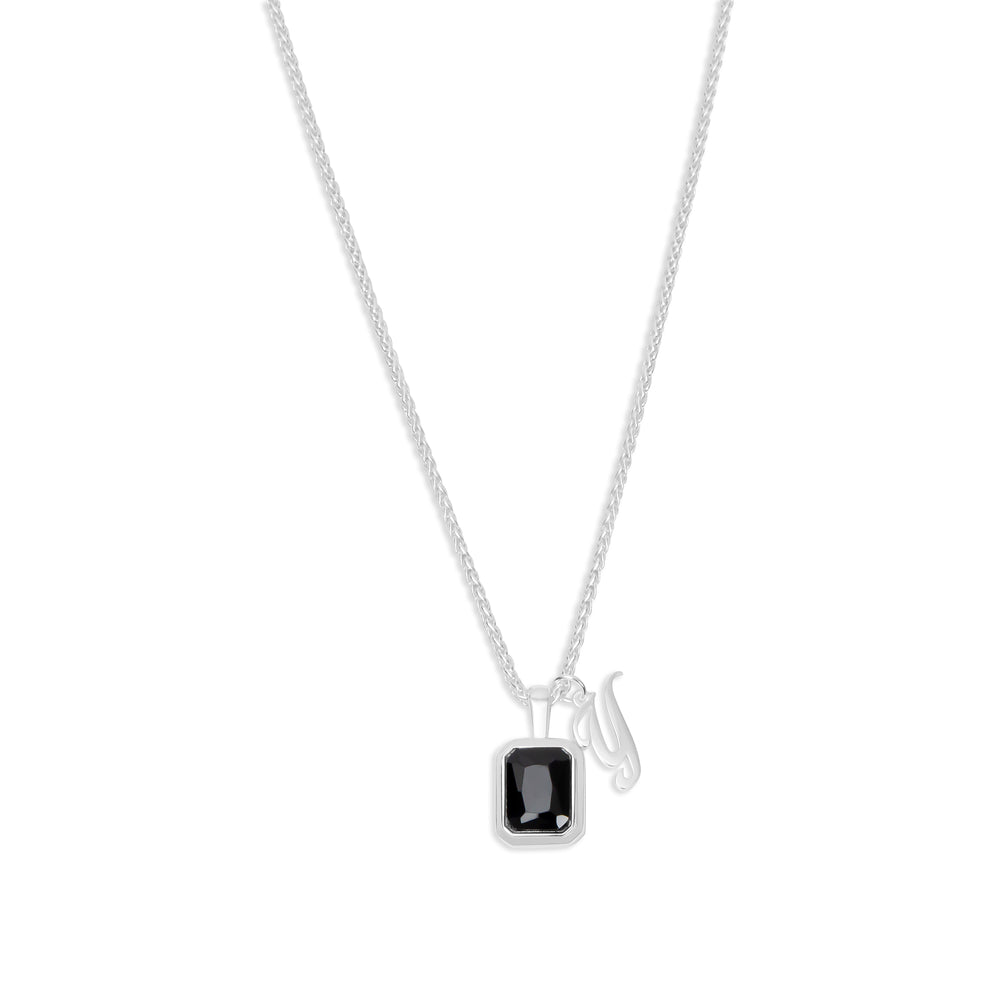 
                      
                        The Onyx Initial Gemstone Necklace
                      
                    