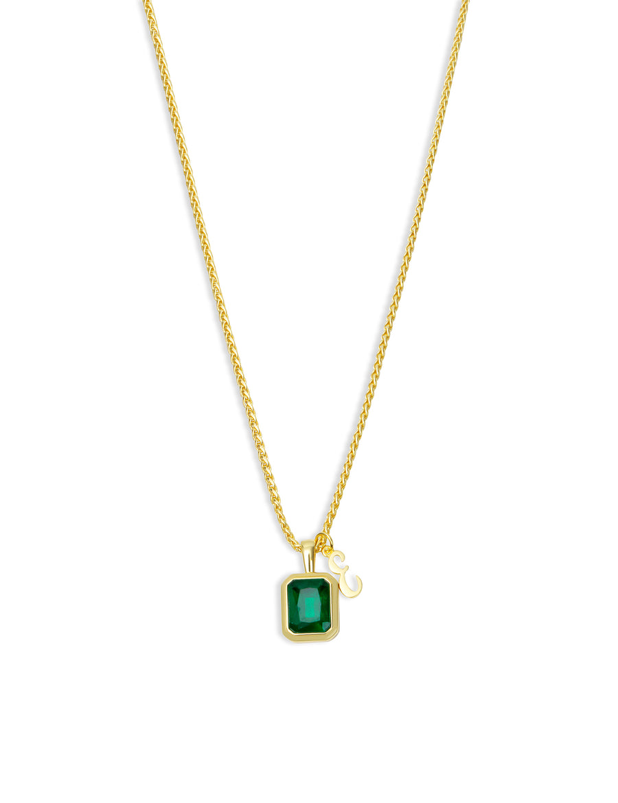 The Emerald Initial Gemstone Necklace
