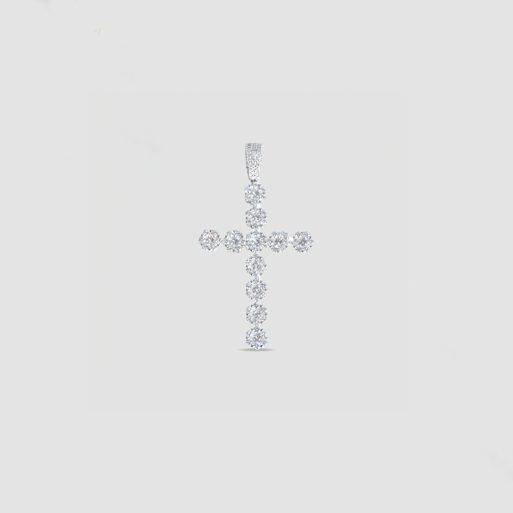 
                      
                        Sterling Silver Iced Out Pave Cross Pendant
                      
                    