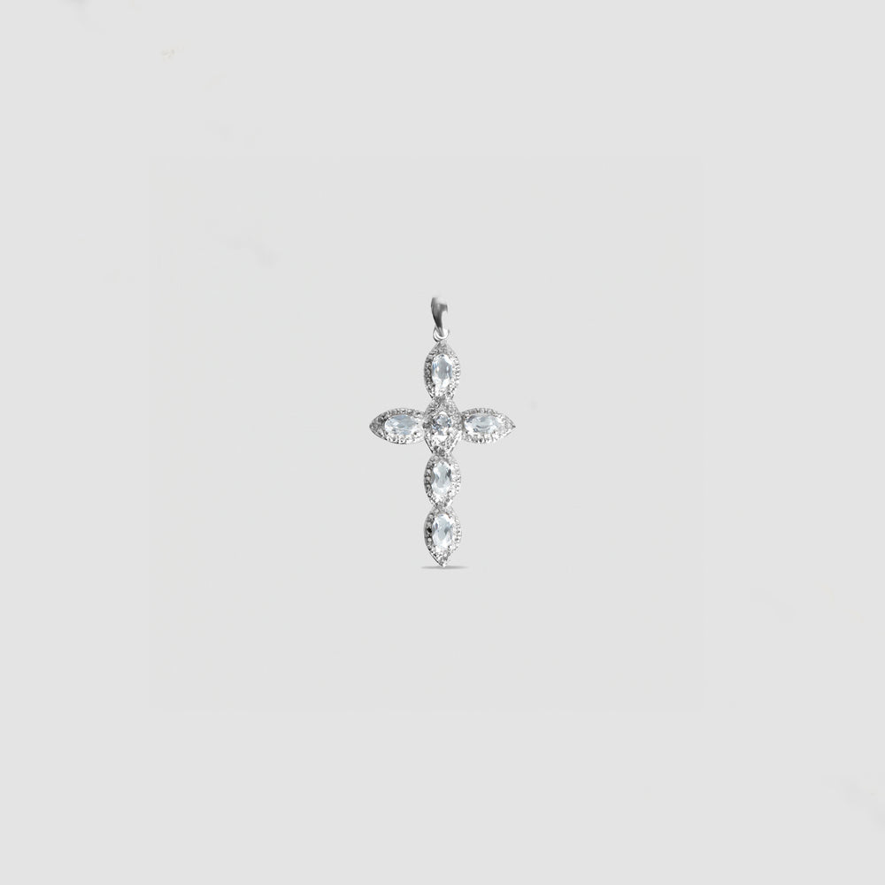 
                      
                        Sterling Silver 6 Stone Cross Pendant
                      
                    