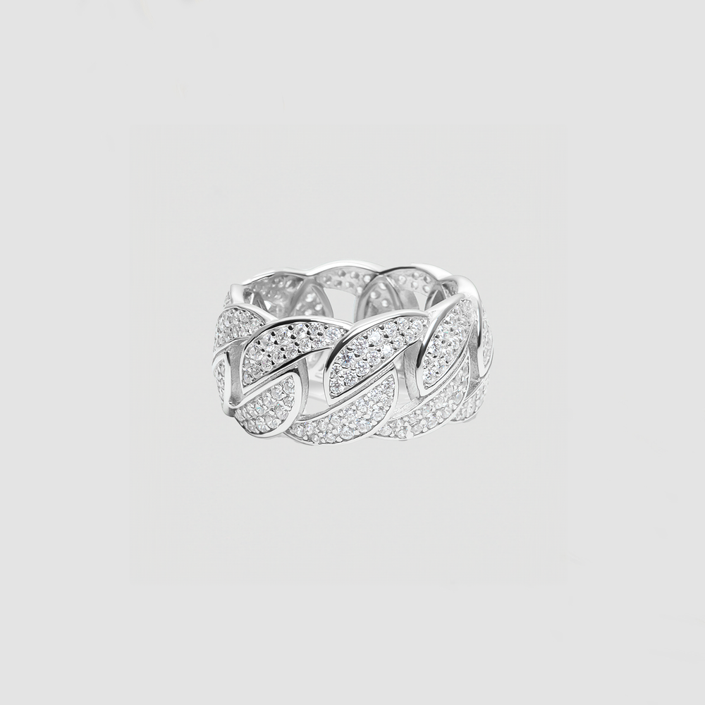 
                      
                        Sterling Silver Thick Iced Out Cuban Link Ring
                      
                    