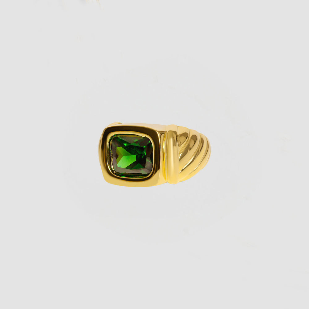 Twisted Emerald Signet Ring