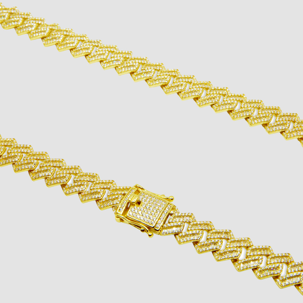 
                      
                        Iced Out Baguette Rhombus Miami Cuban Link Chain - 10mm
                      
                    