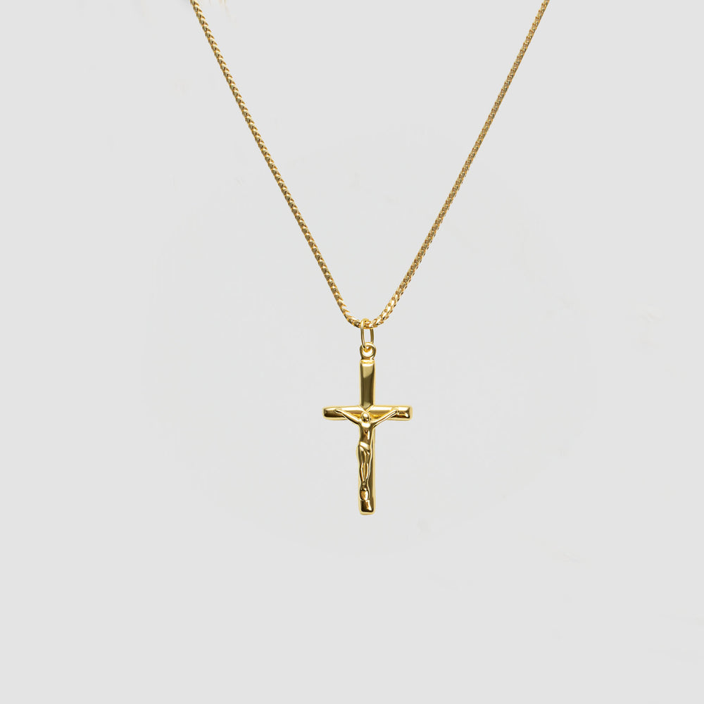 Crucifix Necklace - Thin Franco Chain