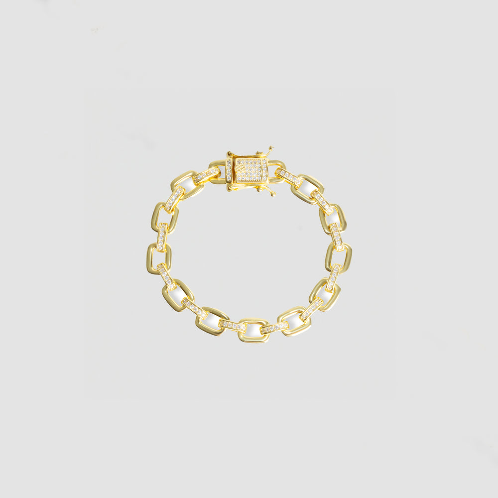 Half Iced Square Link Bracelet