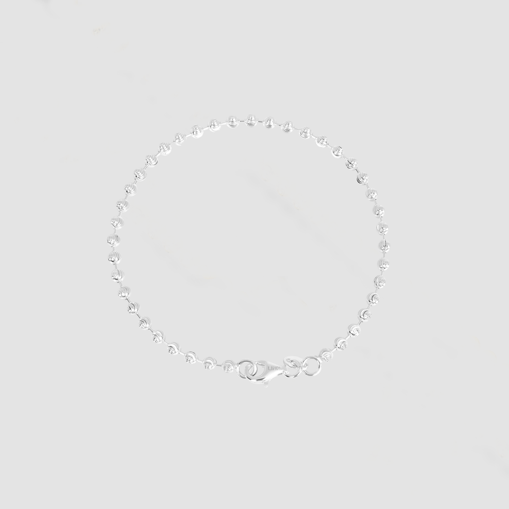 
                      
                        Brazalete de cadena de bolas con corte de luna de plata esterlina - 3 mm
                      
                    