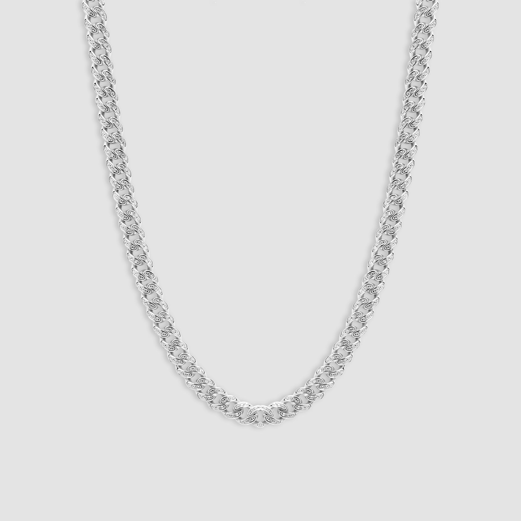 Sterling Silver Iced Out Cuban Link Chain - 8mm