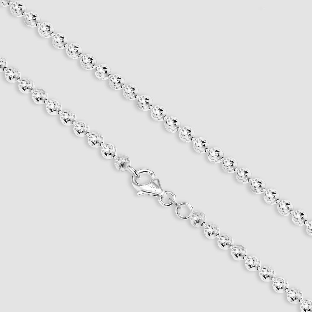 
                      
                        Cadena De Bolas De Plata De Ley Con Corte De Luna - 2 MM
                      
                    